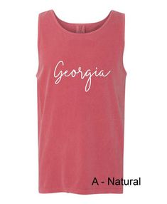 Warmer weather is here!! Throw on this cozy tank weather youre lounging at home, by the pool, or at the beach- this is sure to be any Georgia Bulldogs go-to shirt and coverup! I can do other schools/colors upon request!! COMFORT COLORS Crimson Model: C9360 Cotton: 100% Weight: 6.1 oz Sizes: XS, S, Cotton Tank Top For Beach Season Loungewear, Casual Tank Top For Beach Season And Loungewear, Casual Tank Top For Beach Season Loungewear, Cotton Tank Top With Letter Print For Beach Season, Cotton Relaxed Fit Tank Top For Leisure, Relaxed Fit Cotton Tank Top For Leisure, Cotton Tops For Weekend Getaway In Beach Season, Cotton Tops For Weekend Getaway During Beach Season, Cotton Tops For Weekend Getaway At The Beach