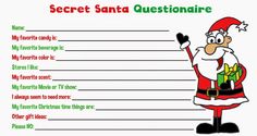 a christmas letter to santa claus with the words'secret santa questionaire'on it