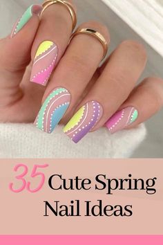 The Looks And Products That Will Make You Feel Like Spring. Top 35 Spring Nail Designs For 2022 May Spring Nails, Nail Art Designs Pastel Colours, Spring Fancy Nails, Nail Art Design Summer, How To Make Designs On Nails, Spring Inspired Nail Designs, Pastel Color Nails Designs, 2024 Spring Nail Designs, April Nail Art Designs