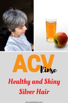 ACV: A Miraculous Rinse for Health and Shine of Natural Gray Hair! How To Brighten Gray Hair Naturally, How To Make Gray Hair Shine, Acv Hair Rinse, Acv Hair, Acv Rinse, Vinegar For Hair