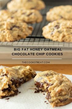 Chocolate Chip Cookies Made With Honey, Food Made With Honey, Honey Based Recipes, Honey Cookie Recipes, Honey Oat Cookies, Oatmeal Golden Raisin Cookies, Cookies With Honey Instead Of Sugar, Giant Oatmeal Cookies, Baking With Honey Instead Of Sugar