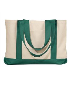 Leeward Canvas Tote - NATURAL/ FOR GRN - OS | Liberty Bags Leeward Canvas Tote Bag in Natural/Forest Green | Cotton Liberty Bag, Boat Tote, Shopping Totes, Personalised Canvas, Bag Green, Zippered Tote, Reusable Shopping Bags, Blue Canvas, Cotton Totes