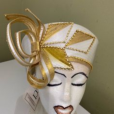 Nwt White With Beautiful Gold Trim & Sequins. Chic Fitted White Hat, Chic White Fitted Hat, Elegant Fascinator For Celebrations, White Fitted Hat For Summer, Fitted White Hat For Summer, Elegant Hats For Spring Celebration, Fitted White Summer Hat, White Elegant Fascinator For Formal Occasions, Chic White Church Hat