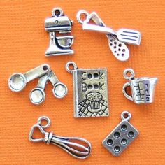 Baking themed collection of antique silver tone charms, in a zinc alloy metal. Perfect for bracelets, pendants, earrings, zipper pulls, bookmarks and key chains!Measurements: 10mm - 30mmHole Size: 2mmYou will receive 1 set of 7 charms.PLEASE NOTE: From time to time I may need to substitute one of the charms for another of equal or greater value... all keeping with the theme of the collection.Need more? Just send us a message through the contact us form, instant chat, or at mailto:info@bohemianfi Charm Collection, Metal Charms, Jewelry Making Charms, Wine Charms, Enamel Charms, Metal Charm, E Bay, Sterling Silver Charm, Silver Charms