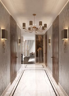 the hallway is clean and ready for guests to use it as an entrance way in this modern home