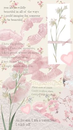 a card with pink flowers on it and a poem written in the bottom right corner