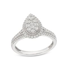 a white gold ring with diamonds on it