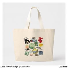 Cool Travel Sticker Vintage Inspired  Collage Large Canvas Beachbag Tote Bag #aesthetic #funtotebag #totebag #bagideas #giftidea #stickers #cutetote #tote #carryall #travel #travelstickers #vacation Travel Collage, Tote Bag Aesthetic, Best Tote Bags, Bag Designs, Bag Aesthetic, Travel Stickers, Casual Accessories, Travel Design, Travel Themes