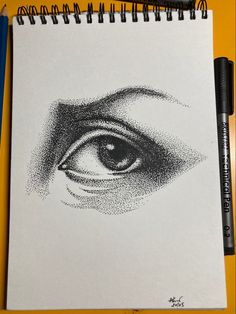 a drawing of an eye is shown in black and white