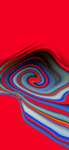 an abstract painting with red and blue colors