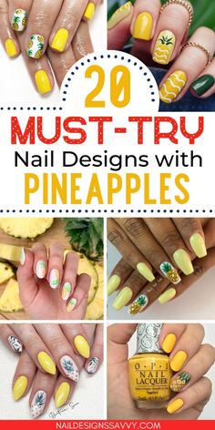 Pineapple Nails - Looking for cute summer nails? Dive into these Pineapple nail designs that are perfect for any summer occasion. From easy Pineapple nail art designs to more detailed Pineapple nail ideas, you'll find everything you need to create a fun and fruity look. These designs include tropical vibes, yellow nails with Pineapple, and even Hawaiian-inspired Pineapple manicure ideas. Read more and get ready to shine this summer! Hawaiian Nail Ideas, Pineapple Manicure, Hawaiian Nails Designs