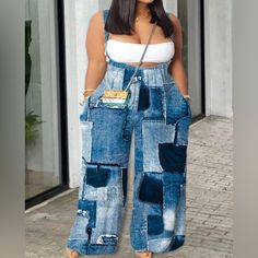 New Never Worn Stylish Super Chic Denim Look Jumpsuit That Is Very Comfortable 100% Polyester Plus Size Streetwear Fashion, Plus Size Streetwear, Chic Plus Size, Summer Outfits For Teens, Trendy Denim, Denim Chic, Short Sleeve Romper