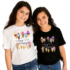 Introducing our Every Flavor of Happy 🍦 🌈 Ice Cream Shirt – ice cream, rainbows, and plenty of fun! Little ones will love the bright colors and smile-inducing design, and parents will appreciate the quality and comfort of this youth tee. Make any day an Every Flavor of Happy 🍦 🌈 kind of day! We print each shirt with care and love. ▸ All t-shirts are made from ultra-soft and ring spun cotton with heather colors containing polyester ▸ Unisex sizing ▸ See size guide in photos for a perfect fit Playful Rainbow Graphic Print T-shirt, Playful Multicolor Rainbow Print T-shirt, Playful Multicolor Crew Neck T-shirt, Colorful Playful Short Sleeve T-shirt, Playful Short Sleeve Rainbow Print Tops, Playful Short Sleeve Tops With Rainbow Print, Playful White Top With Rainbow Print, Ice Cream T Shirt, Cream Graphic Tee