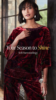 A vision in velvet. Softness and shimmer for sparkle season, now at Soft Surroundings. Holiday Fashion, Sparkle