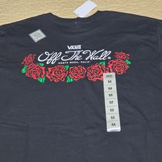 Vans Roses Off The Wall T Shirt. Black With Roses Graphic On Front And Back. Size M Brand New With Tags. Vans Shirt, Vans Red, Mens Vans, Off The Wall, Black And Red, Tee Shirts, Mens Shirts, Man Shop, Wall