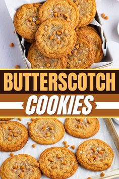 butterscotch cookies in a box with the title above it