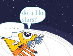 an image of a cartoon character with a thought bubble above it that says do u like stars?