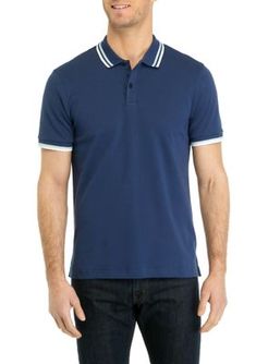 Made from soft cotton, this polo shirt from Magaschoni is essential. | Republic Clothing Men's Cotton Polo Shirt, Navy Blue, Medium Navy Cotton Polo Shirt, Navy Cotton Polo Shirt For Spring, Spring Navy Cotton Polo Shirt, Blue Cotton Polo Shirt, Cotton Polo Shirt, Cotton Polo, Polo Shirt, Navy Blue, Mens Outfits