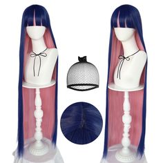 PRICES MAY VARY. Real Design of Blue Mix Pink Wig for Anime Characters: All style of our long straight wig are designed by our professional cosplayer and designer; we have over 10 years design experience and cooperated with comic con Adjustable Cap Size for All: Long blonde cosplay wigs are designed with 2 adjustable straps, 2 hooks and soft breathable material hair net. Adjust long wig size from small to medium to large; suits all head circumferences, so no need to worry about size Easily Style Rose Wig, Stocking Cosplay, Girl With Bangs, Blonde Cosplay Wig, Blonde Cosplay, Gyaru Hair, Yarn Wig, Kawaii Wigs, Long Straight Wig