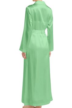 This mint green wrap dress is made of lustrous cupro silk and features an solid green, wrap maxi dress green, floor length wrap dress, at Kyle X Shahida. Wear it loose or cinch the belted waist to define your figure.Details: 100% Cupro Silk Long Sleeve Wrap Dress Shawl collar; wrap front Self-tie sash at waist Long Wrap Dress Relaxed Silhouette. Hem Falls Below Knees Mint Color Imported Dry Clean Gentle hand wash only Green Belted V-neck Maxi Dress, Green V-neck Maxi Dress With Tie Waist, Solid Color Belted Wrap Dress, Evening Solid Color Belted Maxi Dress, Solid Belted Maxi Dress For Evening, Silk V-neck Maxi Dress With Tie Waist, Chic Green Belted Maxi Dress, Spring Silk Wrap Maxi Dress, Silk Wrap Maxi Dress For Spring