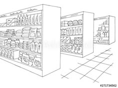 two shelves with products in the store