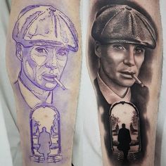 Peaky Blinders Tattoo, Potrait Tattoo, Hyper Realistic Tattoo, Realistic Tattoo Sleeve, Gangsta Tattoos, Tattoo Stencil Outline