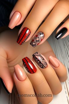 10 Bold Red and Black Nail Designs That Speak Volumes Red And Black Nail Designs, Red And Black Nail, Glamorous Nails, Red Nail Designs, Inner Self, Black Nail, Art Trends