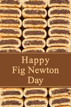 happy fig newton day card with hotdogs in the middle and chocolate frosting on top