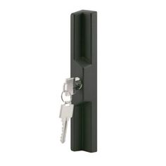 a black door handle with two keys attached to the lock and one key on the side