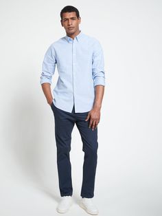 Everyday men's slim chinos reassuring quality at prices you'll love size & fit regular fit - order your usual size slim Blue Trousers Outfit Men, Blue Pants Outfit Men, Blue Trousers Outfit, Man Fits, Trousers Outfit Men, Blue Pants Outfit