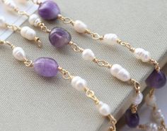 Natural stone purple Amethyst  necklace Beaded Chain  - Wire Wrapped Chain - beaded chain  - jade chain jewelry 50cm   Quantity:50cm Measure about :stone:6-8mm     pearl :4-5mm Material :brass,purple agate   Taken photo under natural light  need more ?conv me Lavender Beaded Chain Jewelry For Gifts, Amethyst Beaded Chain For Jewelry Making, Spiritual Purple Necklace With Beaded Chain, Purple Pearl Chain Necklace As A Gift, Purple Pearl Chain Jewelry For Gift, Wire Wrapped Chain, Purple Agate, Necklace Beaded, Amethyst Necklace