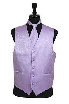 Men's Lavender Paisley Vest with Neck Tie Lavender Tuxedo, Quinceanera Chambelanes, 16 Outfits, Ball Ideas, Tuxedo Vest, Military Ball Dresses, Coordinating Outfits, Vest And Tie, Sweet 15