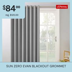 the sun zero evn blackout grommet window curtain is $ 84 00 reg $ 120 00