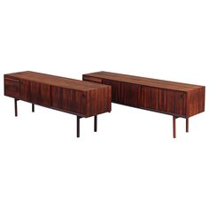 pair of mid century danish modern walnut sideboards