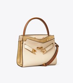 Petite Lee Radziwill Double Bag: Women's Designer Crossbody Bags | Tory Burch Tory Burch Handbag, Formal Cream Bag With Turn-lock Closure, Timeless Cream Bags With Turn-lock Closure, Timeless Cream Bag With Turn-lock Closure, Beige Shoulder Bag With Turn-lock Closure For Work, Cream Bags With Cc Turnlock Closure, Chic Beige Bags With Cc Turnlock Closure, Cream Workwear Bags With Leather Trim, Cream Bags With Leather Trim For Work