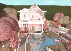 Pink House Exterior, Preppy House, Blossom House, House Ideas Bloxburg, Blocksburg Room Ideas￼, House Decorating Ideas Apartments, Small House Layout, Simple Bedroom Design, Tiny House Layout