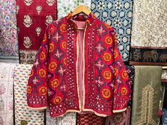 Handmade Item  Phulkari Multicolor Jacket/ Embroidered Handmade Jacket/ Blazer Jackets for Women/ Traditional Festival Kutch Banjara Jacket/ Women Jacket Woman's jacket cotton Designer embroidery. This jacket was hand-made with vintage style phulkari embroidery by artisans from the nomadic desert tribe known as "Banjara ", in the Northern India. The Jacket is no closure pattern with Long Sleeves and Vibrant Color Item Detail - Material :- Cotton With Thread Work And Sequence. Length :- 24" Inche Multicolor Embroidered Cotton Nehru Jacket For Festivals, Multicolor Floral Embroidery Nehru Jacket For Festivals, Phulkari Jackets For Women, Bohemian Multicolor Nehru Jacket With Chikankari Embroidery, Traditional Cotton Outerwear With Multicolor Embroidery, Nomadic Desert, Handmade Jacket, Phulkari Embroidery, Traditional Festival