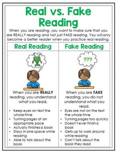 two posters with the words real vs fake reading and an image of what they are reading