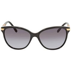 Crafted in a cat eye silhouette, this model from Burberry features acetate frame construction in a black finish with flex hinges and iconic Burberry tartan color scheme on temples. Fitted with grery gradient lenses that provide 100% UV protection from the sun's harmful rays. Made in Italy. Size: 57-16-140.  Gender: female.  Age Group: adult. Formal Classic Cat Eye Sunglasses In Acetate, Formal Acetate Cat Eye Sunglasses With Tinted Lenses, Formal Cat Eye Sunglasses With Tinted Lenses, Formal Acetate Cat Eye Sunglasses, Elegant Acetate Cat Eye Sunglasses With Polarized Lenses, Elegant Acetate Cat Eye Sunglasses With Mirrored Lenses, Classic Cat Eye Acetate Sunglasses, Casual Cat Eye Shield Sunglasses With Anti-reflective Coating, Tortoiseshell Square Frame Sunglasses With Uva Protection