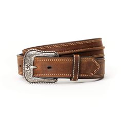 Men's Belt in Natural, size 38 by Ariat Classic Leather Belt Buckles For Rodeo, Adjustable Leather Belts For Rodeo, Adjustable Leather Belt For Rodeo, Ariat Belts, Belt Buckles Men's, Simple Belt, Tan Belt, Leather Belts Men, Men's Belt