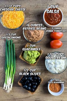 the ingredients to make this recipe include beans, cheese, tomatoes, and other vegetables