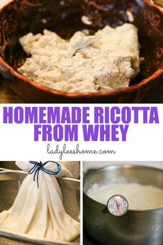 how to make ricotta cheese from whey in a skillet and on the stove