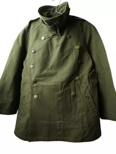 French Army M-38 Men's Motorcycle Coat M Size Olive Green Color Vintage | eBay Green Motorcycle, Army Coat, Army Clothes, French Military, Types Of Coats, French Army, Street Shoes, Olive Green Color, Color Vintage