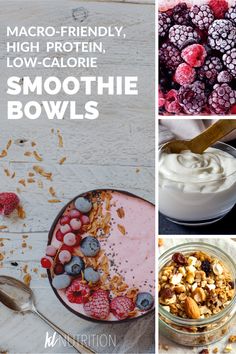 the ingredients for this smoothie bowl include raspberries, blueberries, and almonds