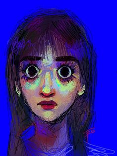 a digital painting of a girl with big eyes