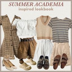 Sweatercore Aesthetic, Academia Spring Outfit, Academia Style Summer, Dark Academia Aesthetic Summer Outfit, Light Academia Style Summer, Spring Light Academia Outfits, Outfit Ideas Light Acadamia, Spring Academia Aesthetic, Light Academia Fashion Summer