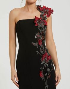 Find the Black Multi Mac Duggal 11779 Long 3D Floral Mermaid Formal Prom Dress at The Dress Outlet. Free shipping! Black Floral Embellished Evening Dress, Black Embellished Couture Dress, Dinner Wears, Embroidered Mermaid, Charmeuse Dress, Formal Prom Dress, Gaun Fashion, Daytime Dresses, Mermaid Silhouette