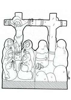 the crucifix is depicted in this coloring page