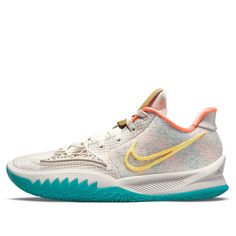 the nike kd trey basketball shoe in white and yellow