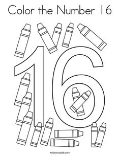 the number six coloring page for children to color and practice numbers with their own pencils